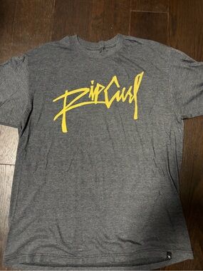 Rip Curl Gray Short Sleeve Tee with Yellow Script Logo